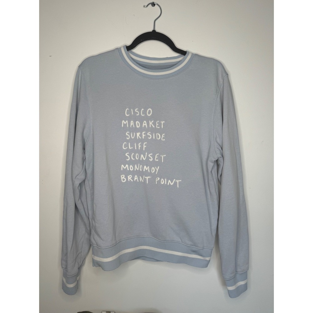 Nantucket Crewneck Sweatshirt XS Blue Coastal Graphic Preppy